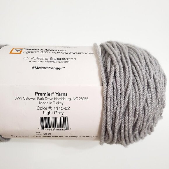 Premier Basix Yarn Worsted Light Gray 7oz 359yds Acrylic - Picture 5 of 5